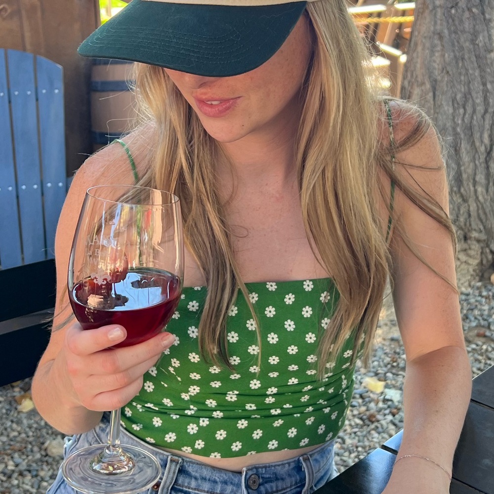 Reformation Green Fitted Crop Tank Top